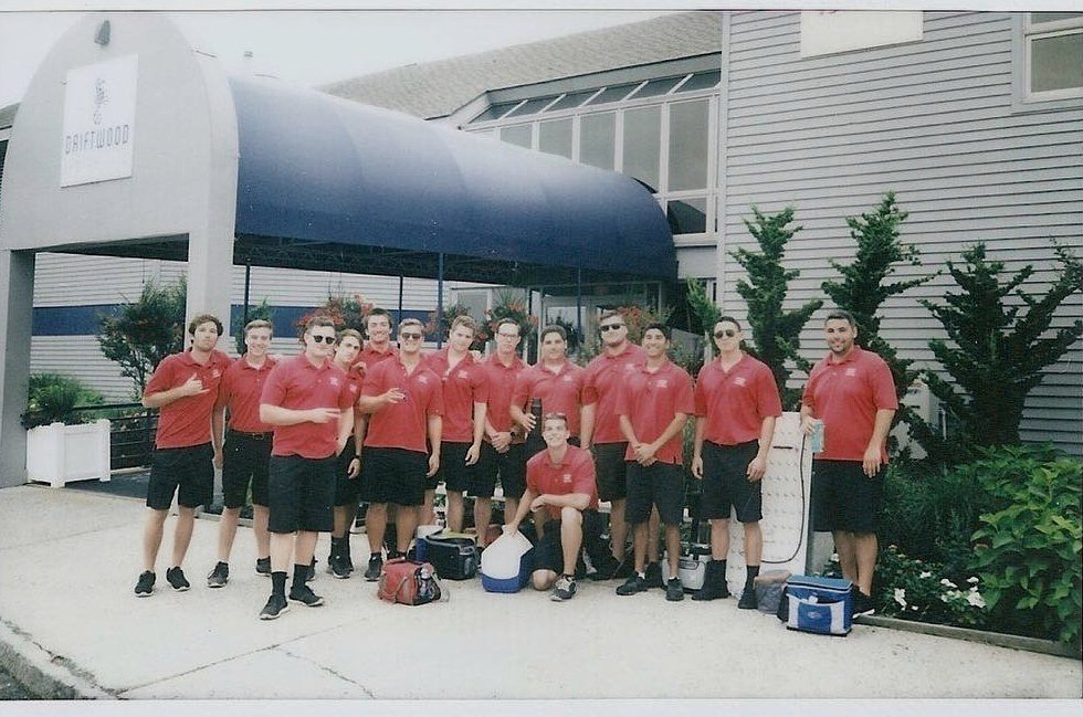 The Atlantic Parking valet crew in red polos outside a shore venue